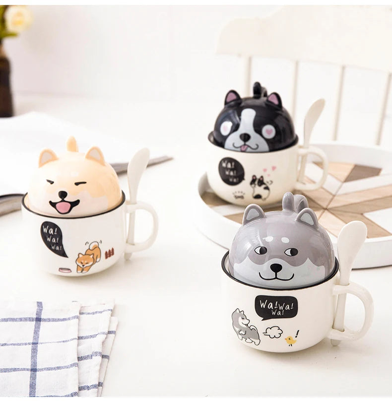 Shiba Inu Cat Coffee Cup Home Cartoon Animal Decoration Cup Creative Couple Ceramic Cup Afternoon Tea Breakfast Milk Tableware