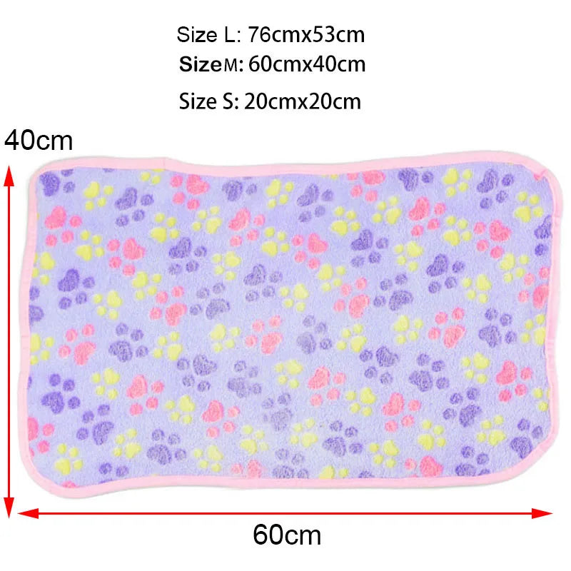 Super Soft Flannel Fleece Cat Dog Bed Mats Paw Foot Print Warm Pet Blanket Sleeping Beds Cover Mat For Small Medium Dogs Cats