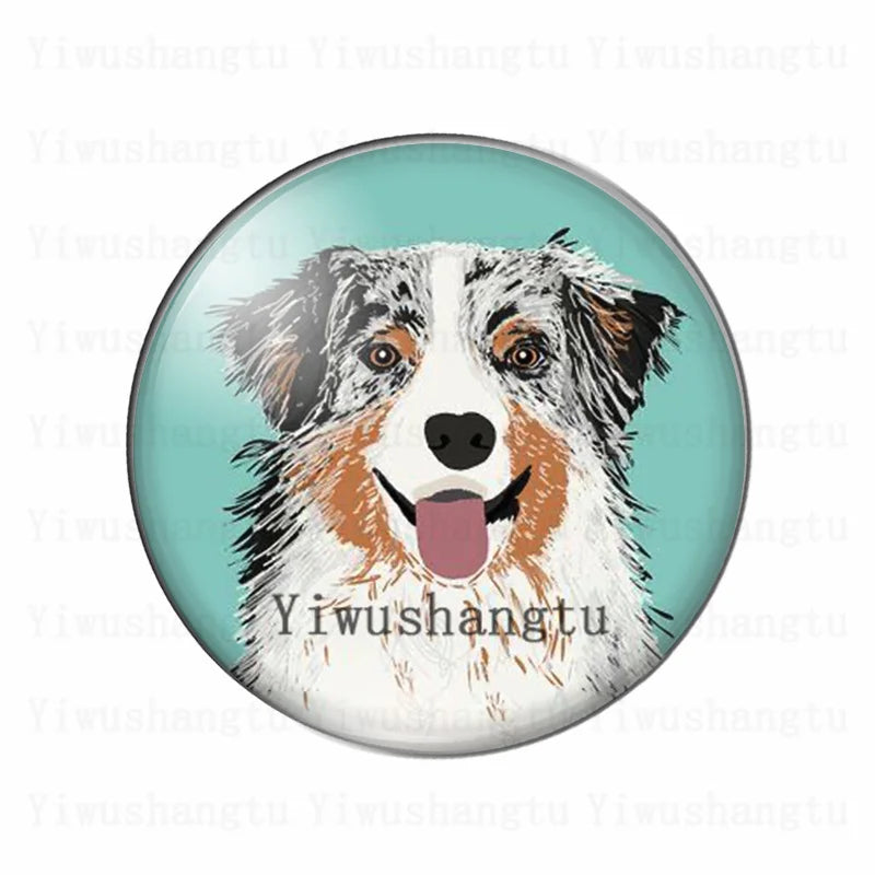Lovely dog's head painting animal 12mm/20mm/25mm/30mm Round photo glass cabochon demo flat back Making findings