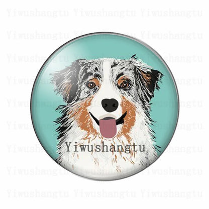 Lovely dog's head painting animal 12mm/20mm/25mm/30mm Round photo glass cabochon demo flat back Making findings