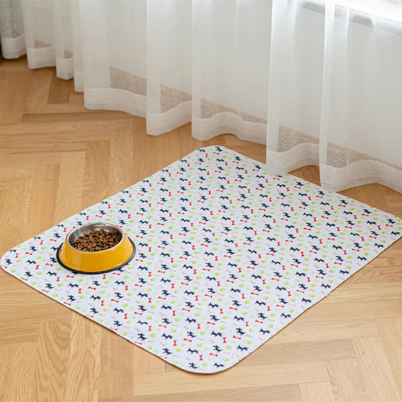 Waterproof Dog Pet Diaper Mat Reusable 3 Layer Absorbent Dog Bed Cat Diaper Pad Bone Paw Print Seat Cover Mat for Sofa Bed Floor