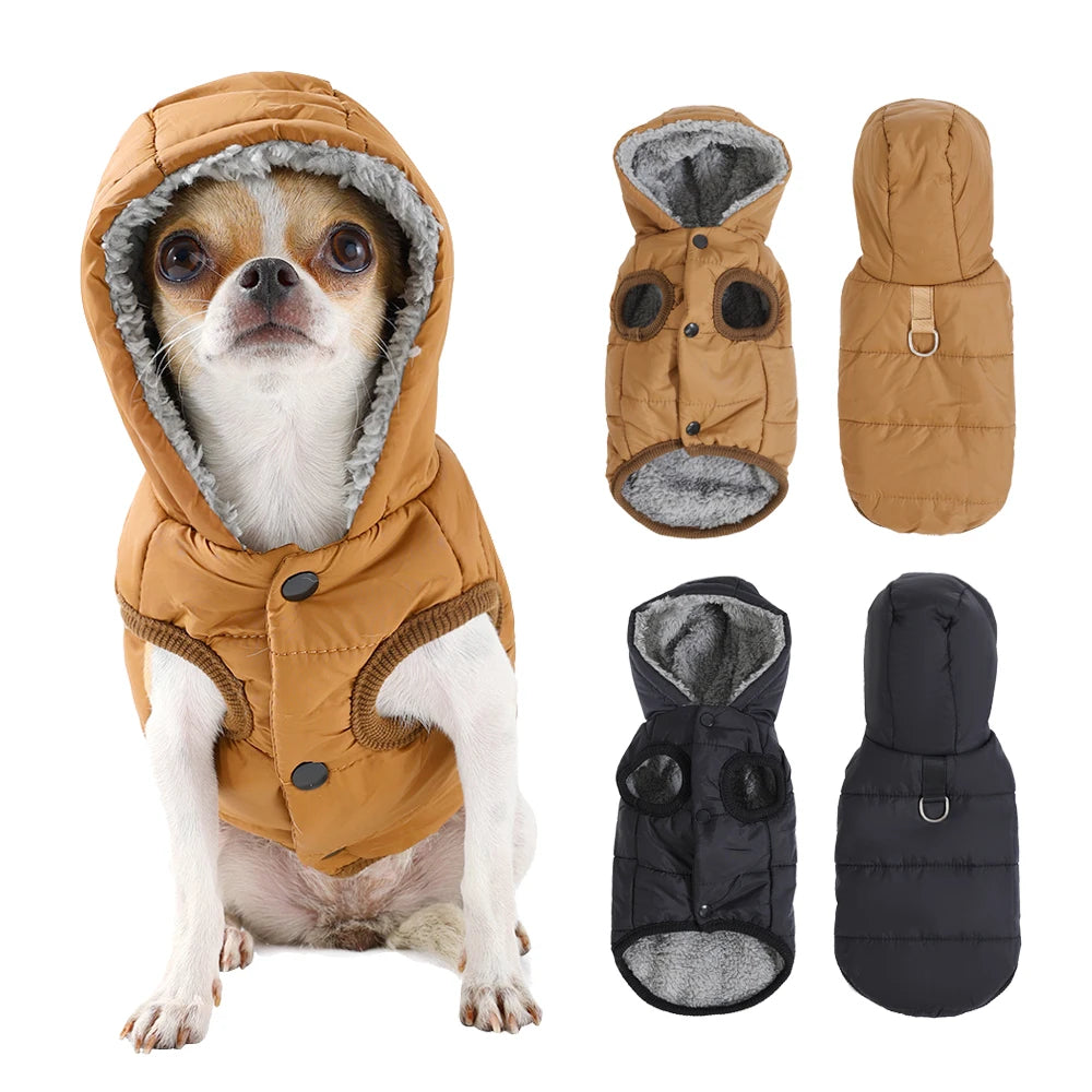 the WARMPAW HOODED FLEECE DOG COAT - Warm Fleece Dog Coat with Hood, Waterproof Winter Pet Puppy Clothes for Small/Medium Dogs/Cats, French Bulldog, Hoodie Costume