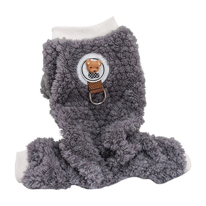 Dog Pajamas Winter Plush Onesie, Warm Puppy Jumpsuit Cozy Costume for Cats Small Dogs Rabbit Guinea Pig Hamster Clothes
