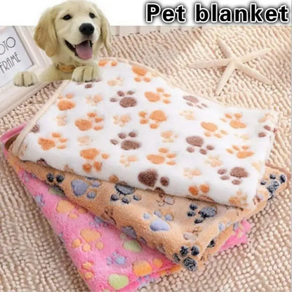 Practical 3 Colors Cute Floral Pet Sleep Warm Paw Print Dog Cat Puppy Fleece Soft Dog Blanket Pet Dog Mattress