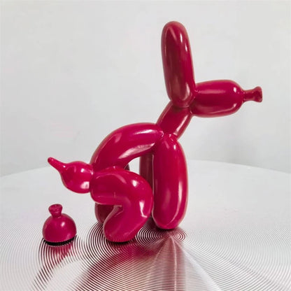 Cute Balloon Dog Puppy Poop Statue Resin Animal Sculpture Home Decor Resin Craft Office Decor