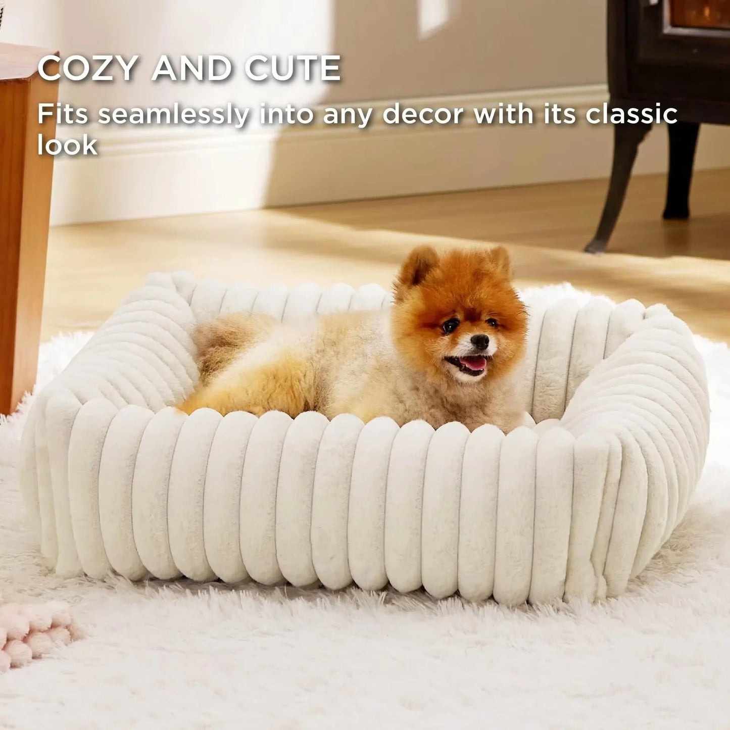 Luxury Warm Bed for A Small Dog W/ Armrest Cat Nest Pet Plush Kitten Winter Sofa Puppy Bed Detachable Washed for Cat Accessories