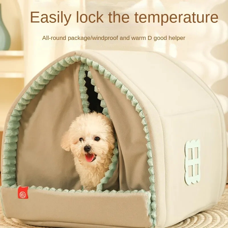 Winter Warm Small Dog House Closed Pet Winter Kennel House Cat Nest Four Seasons Universal