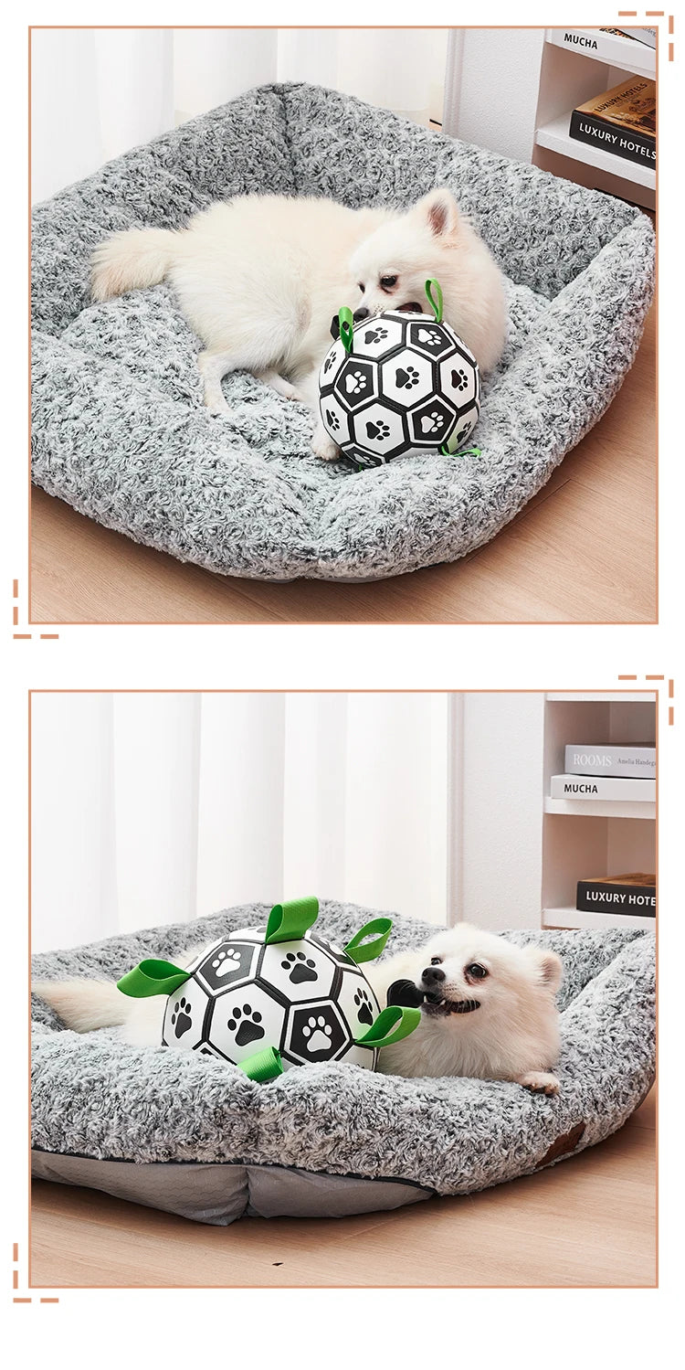 Dog Toys Soccer Ball with Straps Interactive Dog Toy for Tug of War Puppy Birthday Gifts Toy Durable Balls for Medium Large Dogs