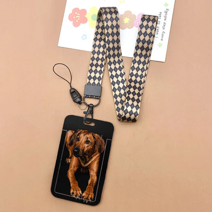 Cat and dog pattern Bank Credit ID Card Student Bus Card Holders Storage Protective Shell Pendant