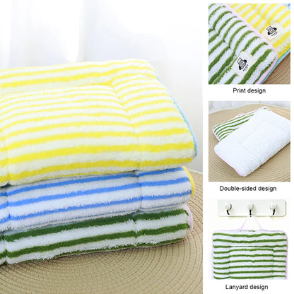 Cozy Flannel Pet Bed Mat - Soft Striped Dog Cat Bed Washable Comfortable Cushion for Small Medium Pets - Stylish Home Decor