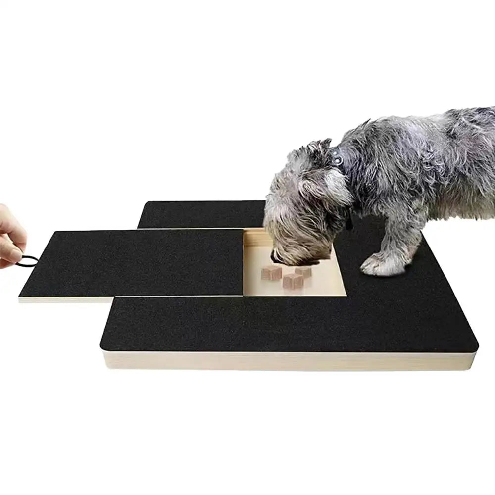 Dog Nail Scratch Board Nail Trim Pad Pull-Out Wooden Pet Scratching Board Toy Built-in Treat Box Dog Sandpaper Board Scratcher