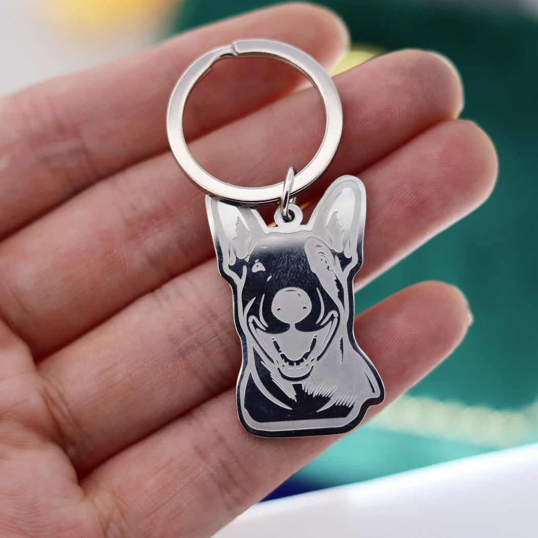 Stainless Steel Charms French Bulldog Dog Men's Trendy Punk Keychain for Women Men Jewelry Kids Gifts Key Bag Deco Accessories
