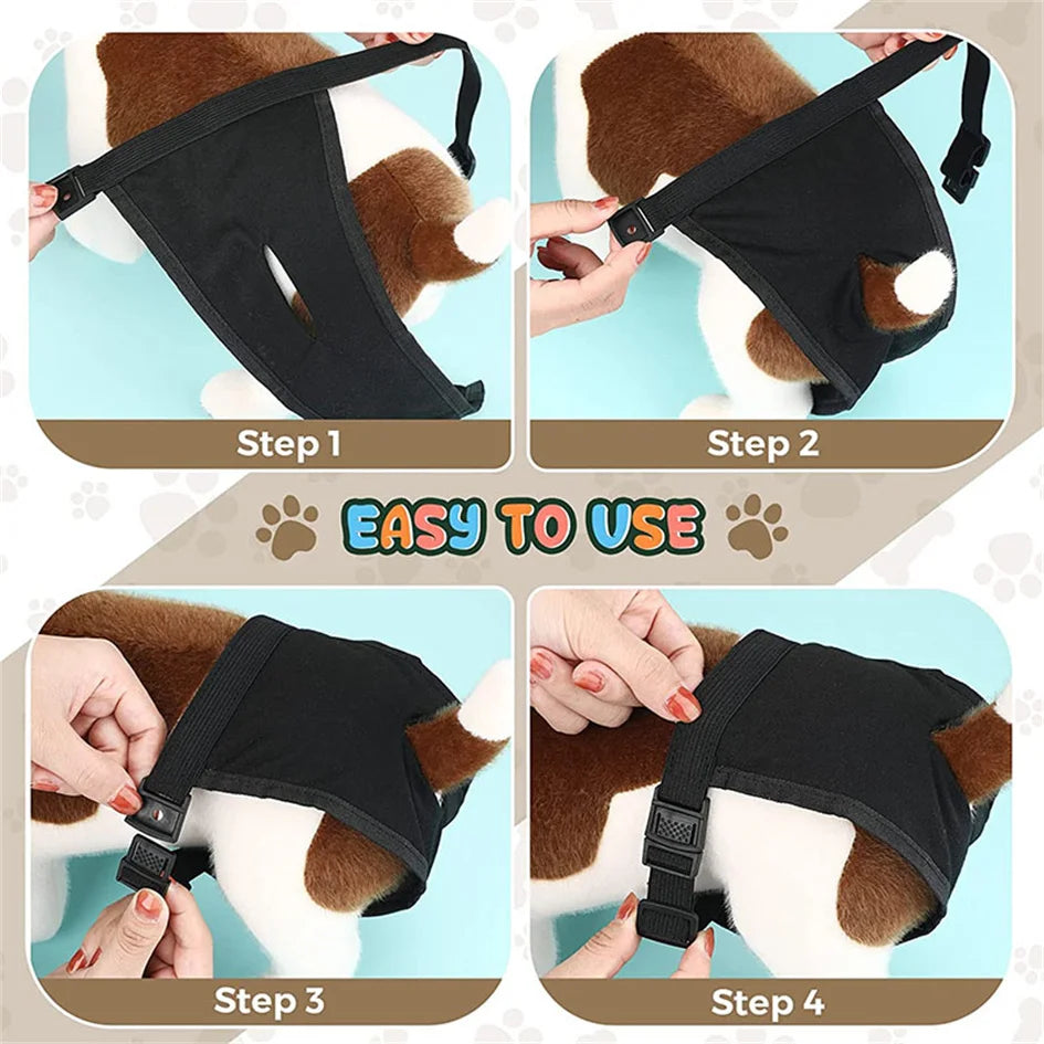 the DOGGY DIAPER - Female Dog Nappies with 8 Sanitary Pad for Bleeding, Physiological Washable Nappies, Anti-Male Dogs Harass Pants