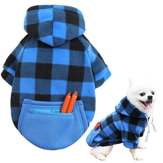 Autumn and Winter Warm Pockets Zipper Small Medium and Large Dog Clothes Pet Cat Teddy Bathroom Clothing Supplies