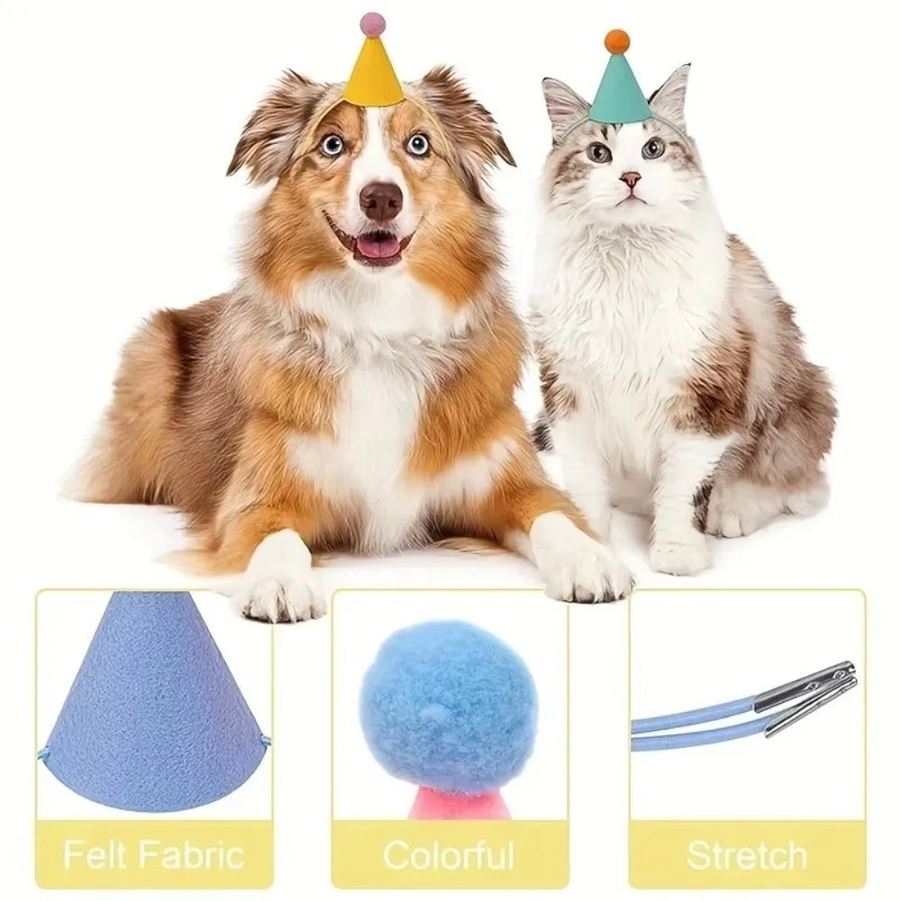 Cute 6pcs Set Mini Party Hats Lightweight Colorful Cone Hats Pet Decorative Headwear Christmas Party