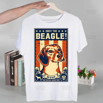 the PERSONAL STALKER - Beagle Cartoon Men's T-Shirts, Funny Hip Hop Summer Women/Men Bagel Dog Cute T-Shirts
