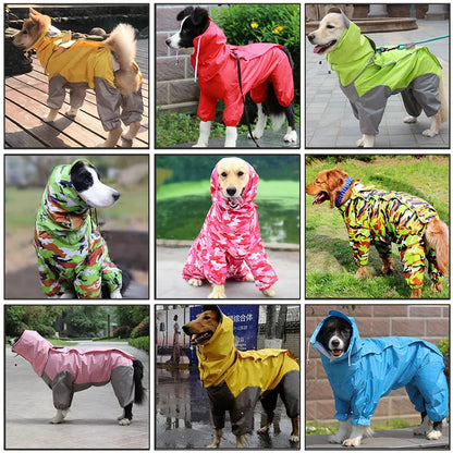 the CAMO-DOG - Large Pet Dog Raincoat, Waterproof Rain Clothes, Jumpsuit for Large/Medium/Small Dogs, Golden Retriever Outdoor Pet Clothing Coat