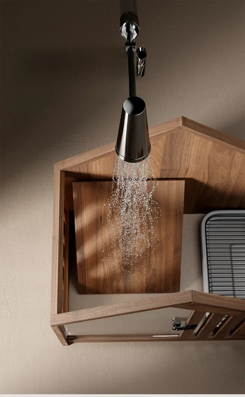 the RETRO DOGGY - Solid Wood Dog Bed with Dog Toilet, Luxury Toilet House Break Semi-Enclosed Breathable Puppy Beds, Easy Clean Indoor Dogs Kennel