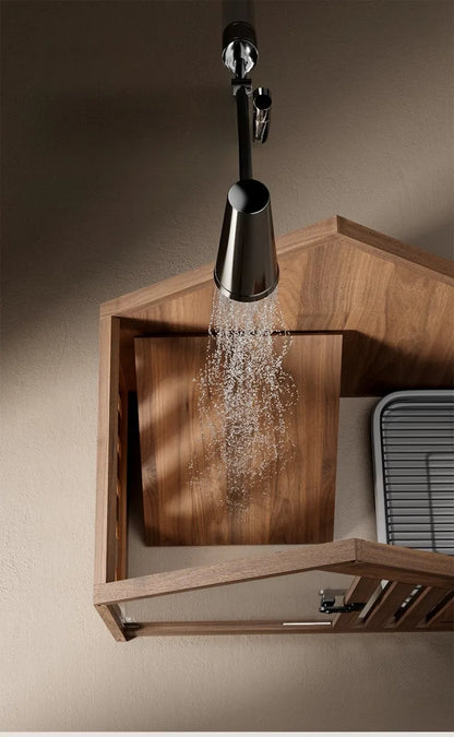 the RETRO DOGGY - Solid Wood Dog Bed with Dog Toilet, Luxury Toilet House Break Semi-Enclosed Breathable Puppy Beds, Easy Clean Indoor Dogs Kennel