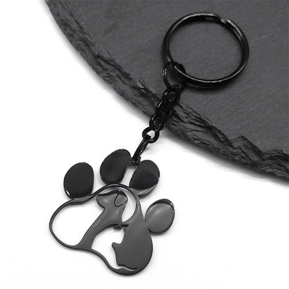 Cute Dog Cat Paw Keychain for Women Men Stainless Steel Animal Footprints Keyring Bag Charm Accessories Jewelry llaveros K8006S1
