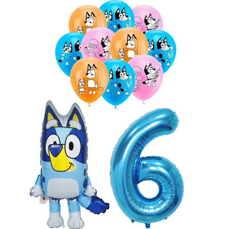 Cartoon Blue Dog Birthday Bluey Birthday Decoration Set Blueys Cups Banner Straws Bluey Balloons Set Kid Toy Gift Party Supplies