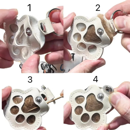 Pet Hair Memorial Keychain PU Leather Keepsake Locket for Cat Dog Fur Collection Memorial Keyring Gifts Decoration Accessories