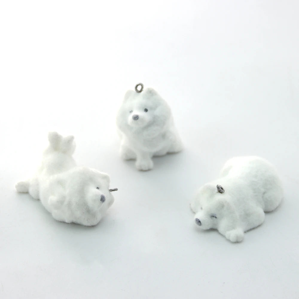 21Pcs 3D Flocking Resin Charms Cartoon Animal Dog Pendants for Necklaces Bracelets Keychain Making DIY Jewelry Accessories