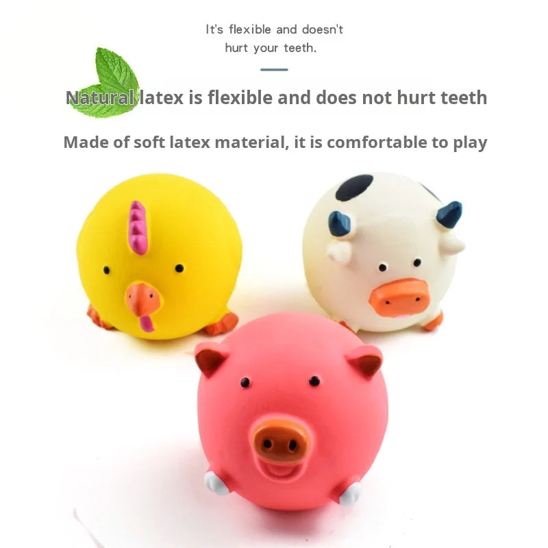 Animals Design Durable Dog Chew Toys Pigs, cows, chickens, Tough Squeaky Dog Grinding Teeth Toys,Pet latex to clean teeth toys