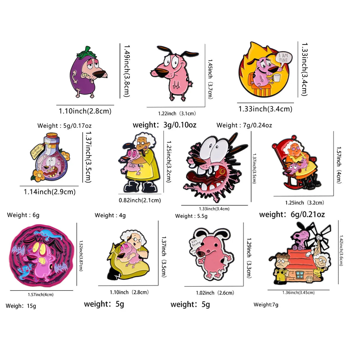 Cowardly Hero Dogs Enamel Pins Anime Figures Badges Metal Lapel Brooch For Backpacks Brooches Fashion Jewelry Accessories Gifts