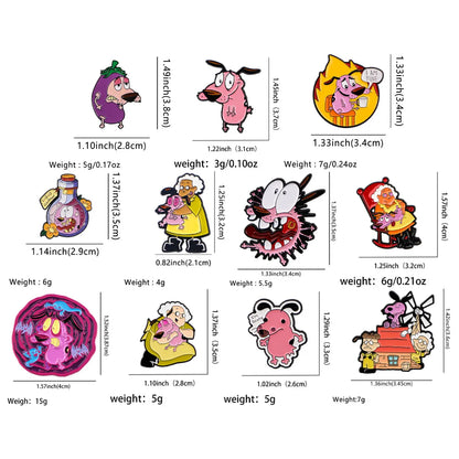 Cowardly Hero Dogs Enamel Pins Anime Figures Badges Metal Lapel Brooch For Backpacks Brooches Fashion Jewelry Accessories Gifts