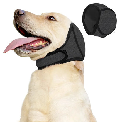 the CALMWAVE EAR SHIELDS - Waterproof Dog Earmuffs for Swimming & Grooming - Noise Cancelling Calming Hood for Pet Anxiety, Relief & Shock Prevention