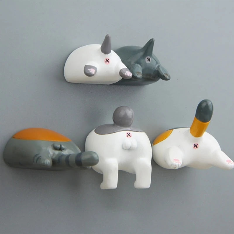 Cute Cartoon Dog Cat Ass Style Refrigerator Sticker Key Holder Creative Magnetic Message Wall Tile Stickers Magnet Cute Cartoon