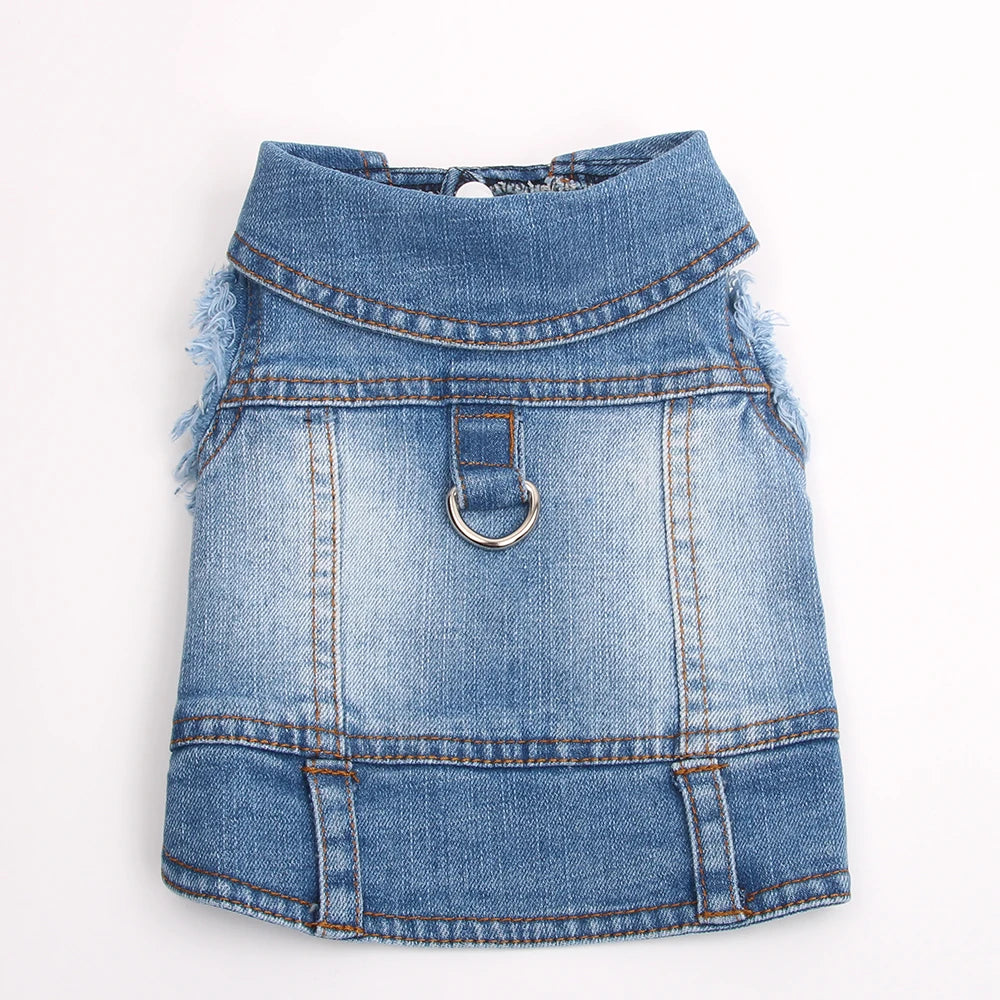 Dogs and Cats Jeans Coat Jacket Towable Denim Vest Cat Puppy Spring/Autumn Clothes Apparel