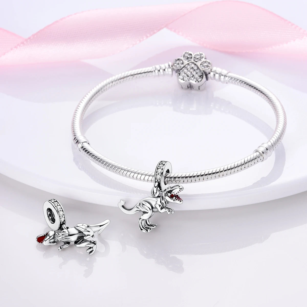Dog Pet Charms 925 Silver Doggy Paw French Bulldog Bones Beads fit Original Bracelet DIY Fine Jewelry