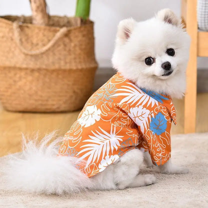 Hawaiian Style Dog Shirt Coconut Tree Patern Dog Vest Chihuahua Yorkie Breathable Polo Shirt Puppy T-Shirt Summer Pet Clothes