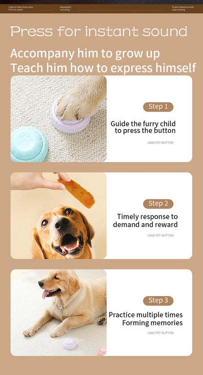Pet Communication Button Dog Toys Recordable Pet Speaking Training Dog Talking Button Cute Claw Print Pattern Dog Accessories