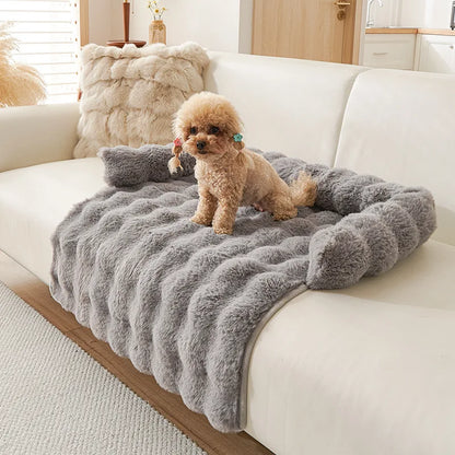 the PAWSOFA COZY COVER - Winter Warm Dog Sofa/Couch Cover, Bed Soft Pet Blanket Pad/Mat for Small Dogs, Pet Accessories, Cat/Dog Durable Blanket Travel & Indoor