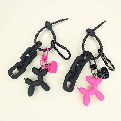 Y2k Cute Punk Cartoon Black Balloon Dog Keychains for Girls Sweet Ins Style Couple Car Key Chains Jewelry Gift Decoration new