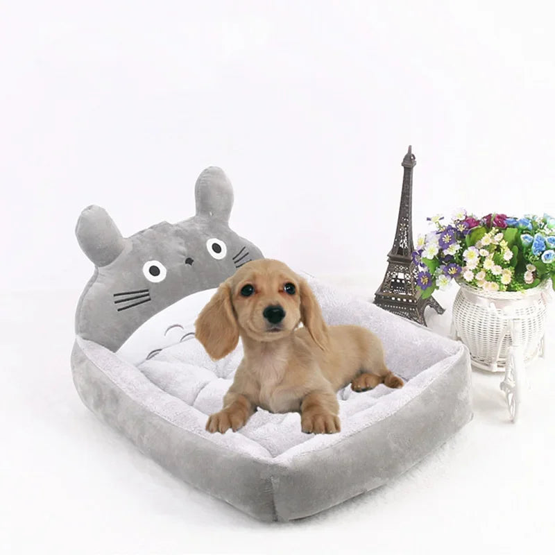 Cute Cartoon Pet Beds for Small Medium Dogs Winter Warm Puppy Cat Sofa Bed Washable Chihuahua Bulldog Kennel Mascotas Supplies