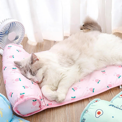 Pet Cooling Mat Ice Silk Cooling Mat with Pillow for Dogs Cats Portable Washable Pet Cooling Blanket, Car Seats, Beds for Summer