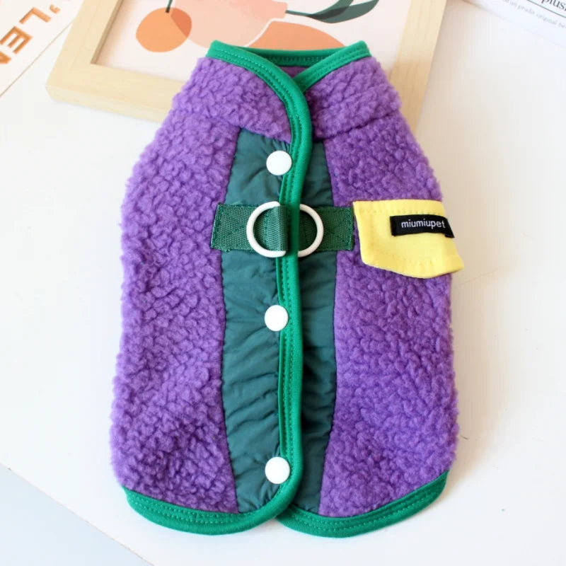 Fleece Dog Coat Puppy Winter Clothes Thin Cardigan Vest Chihuahua Bichon Costume Plush Warm Dog Coat Jacket Luxury Dog Clothing