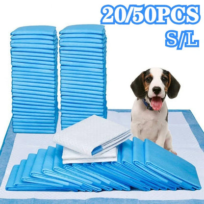 the PUPPY TRAINING PADS - 20/50PCS Disposable Pet Diapers, Diaper Pads for Puppy Training, Absorbent Leak Proof Cleaning Pads, Available in Various Sizes