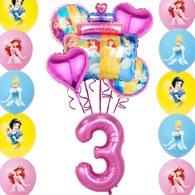 Disney Princess Birthday Decoration Tableware Paper Cups Plates Balloons Tablecloth Backdrop Banner Party Supplies For Baby Kids