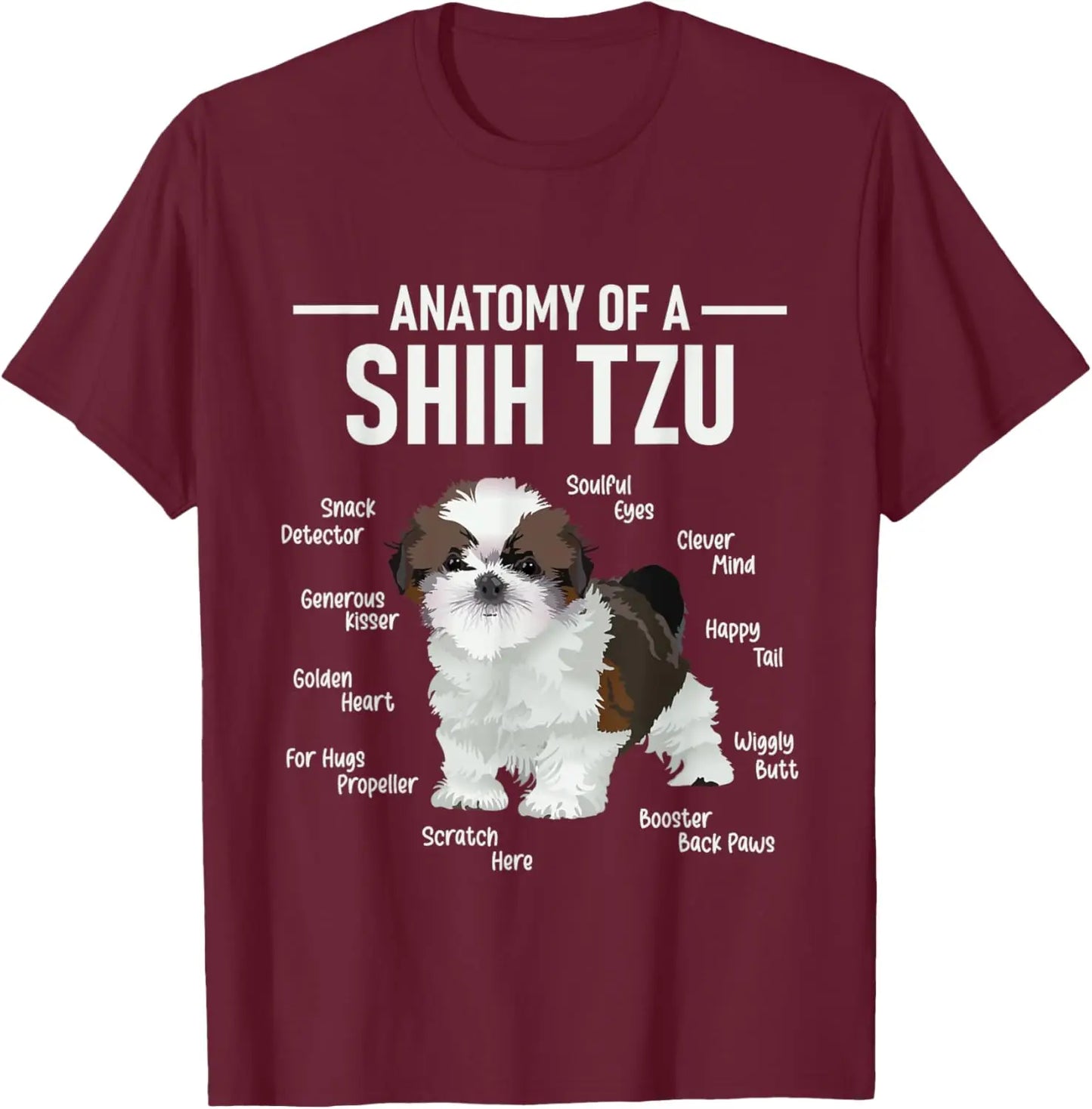 the SHIH TZU ANATOMY - Anatomy of Shih Tzu Animal Dog Breeder Canine Lover T-Shirt, Regular Short Sleeve Tops, O-Neck Casual Style Summer Cotton Tee