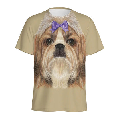the POMERANIAN - Cartoon Pomeranian Shih Tzu Pattern T-Shirt for Men, 3D Printed Animal Dog Tees, Street Loose Short Sleeve Tops, Kids T-Shirts