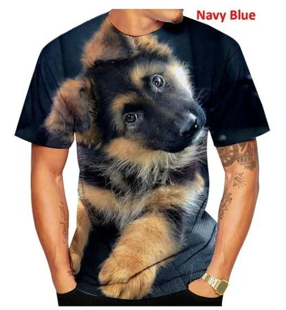 the GERMAN SHEPHERD ALPHA DAD - Men Summer New Fashion, Unisex Funny 3D Printed Dog T-Shirt, Cute German Shepherd 3D Customizable Printed T-Shirts