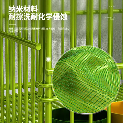 t‌he GREEN MACHINE - Heavy-Duty Foldable Dog Crate with Toilet - Reinforced for Small/Medium/Large Breeds, Indoor Pet Cage with Removable Tray