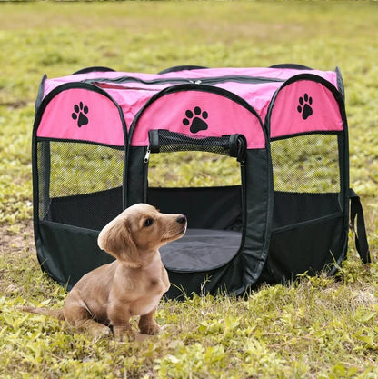 Folding Pet Tent Dog House Camping Accessories Pet Cage Octagonal Cage Fence Outdoor Playpen Puppy Shelter