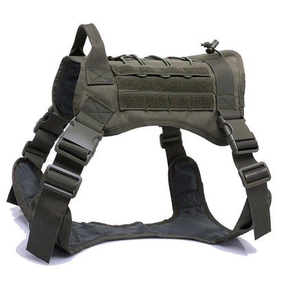 Heavy Duty Tactical Dog Harness, Military Nylon Dog Vest Adjustable Pet Vest for Large Dog Training Breathable Safety