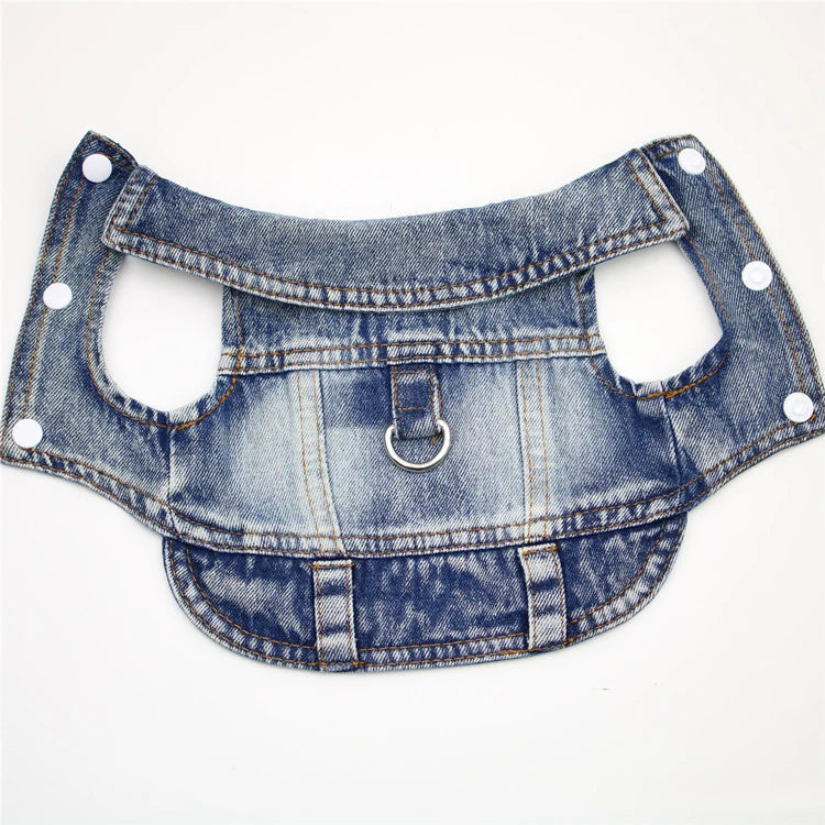 Pet Dog Denim Jacket Dark Wash Sleeveless Towable Jeans Vest Coat for Small Medium Dogs Cat Puppy Spring/Autumn Clothes Apparel